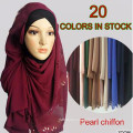 2017 Trend women hot wholesale muslim women pearls hijab plain scarf guangzhou dubai shawl